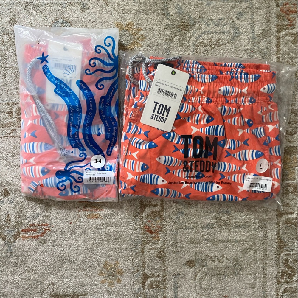 Tom & Teddy Orange and Blue Swimwear